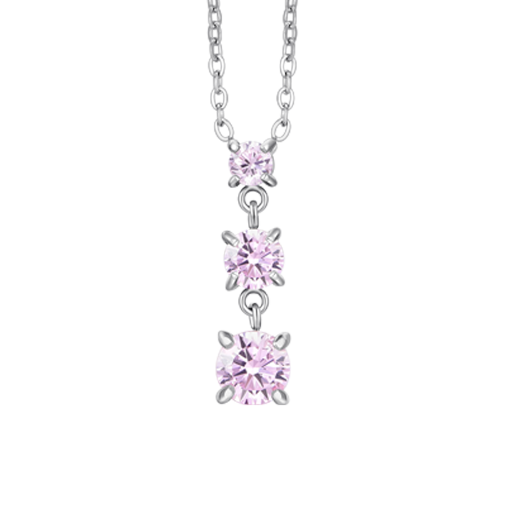 COLLANA DONNA IN ACCIAIO CON ZIRCONI ROSA