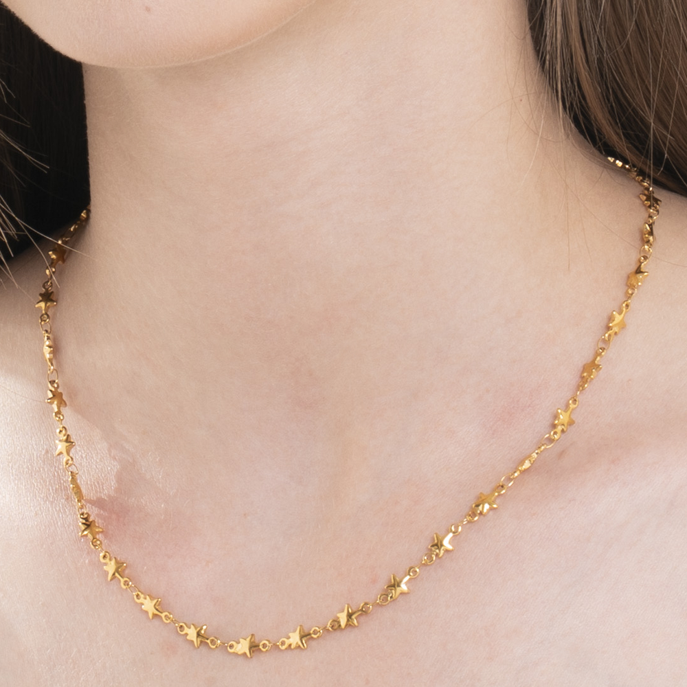 COLLANA DONNA IN ACCIAIO IP GOLD CON STELLE