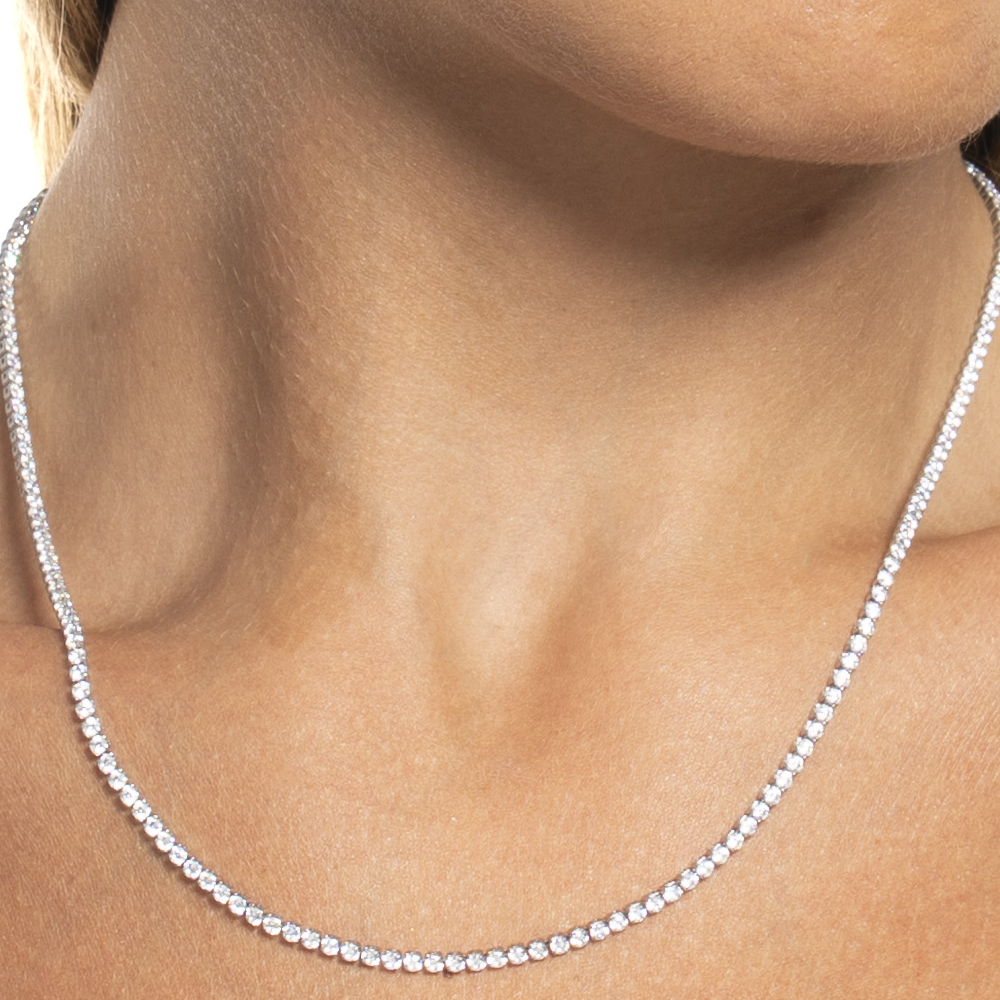 COLLANA TENNIS DONNA IN ACCIAIO CON ZIRCONI BIANCHI