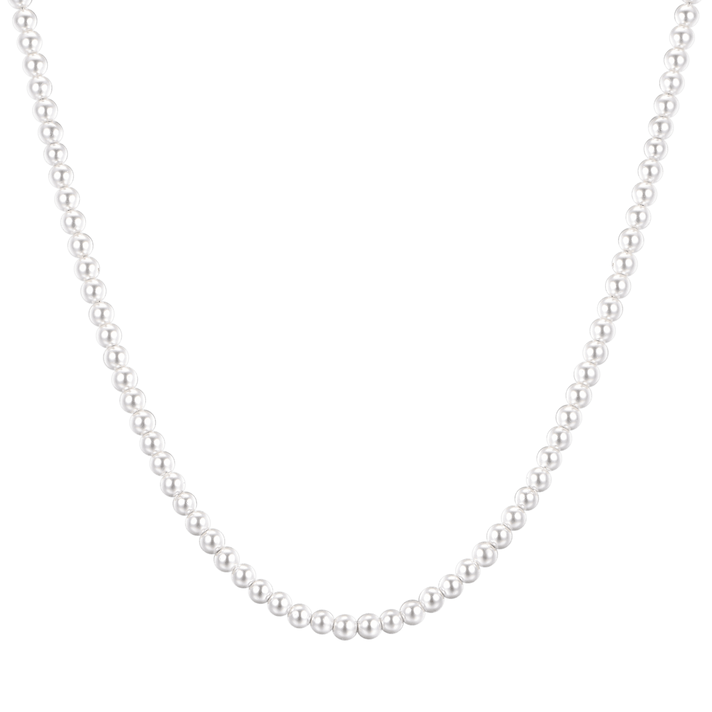 COLLANA UOMO IN ACCIAIO CON PERLE BIANCHE