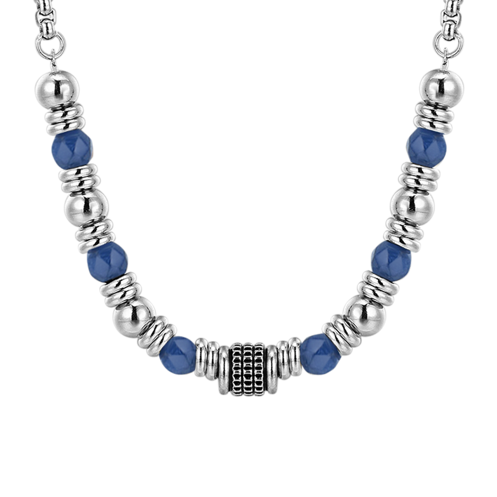 COLLANA UOMO IN ACCIAIO SODALITE BLU