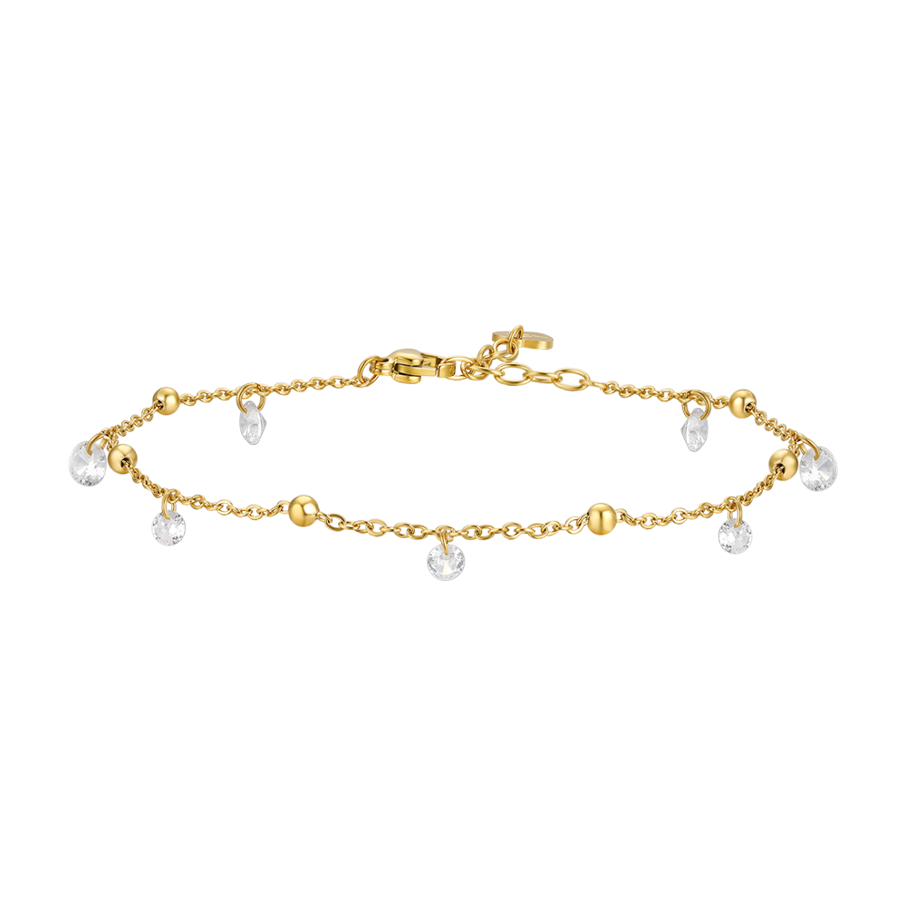 CAVIGLIERA DONNA IN ACCIAIO IP GOLD CON ZIRCONI BIANCHI