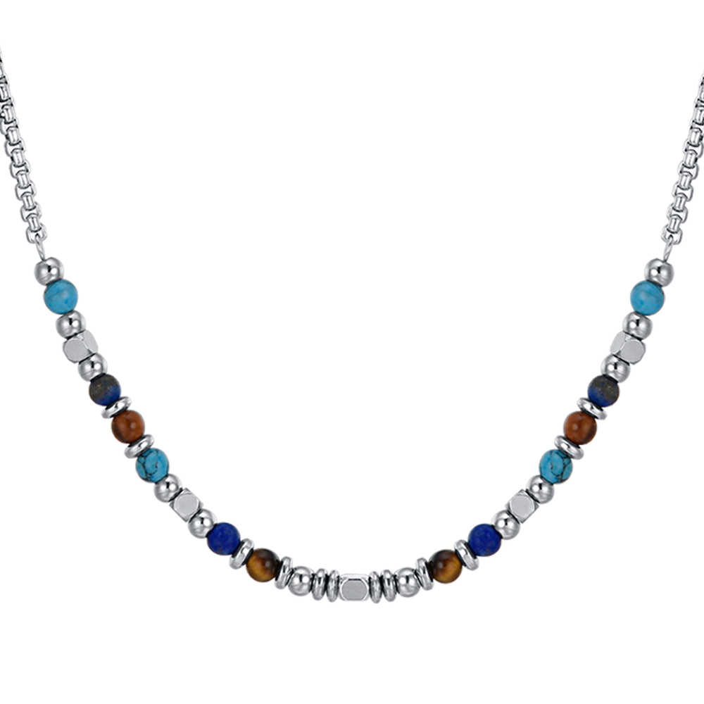 COLLANA BAMBINO IN ACCIAIO CON PIETRE MULTICOLOR