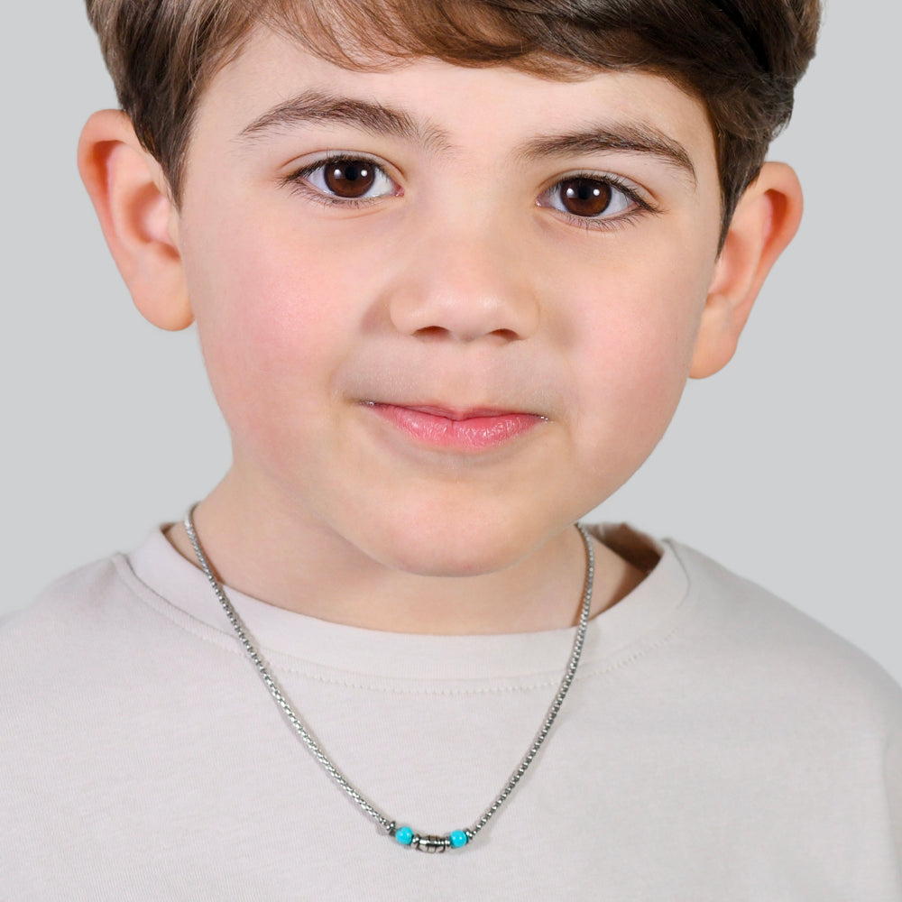 COLLANA BAMBINO IN ACCIAIO PIETRE TURCHESI