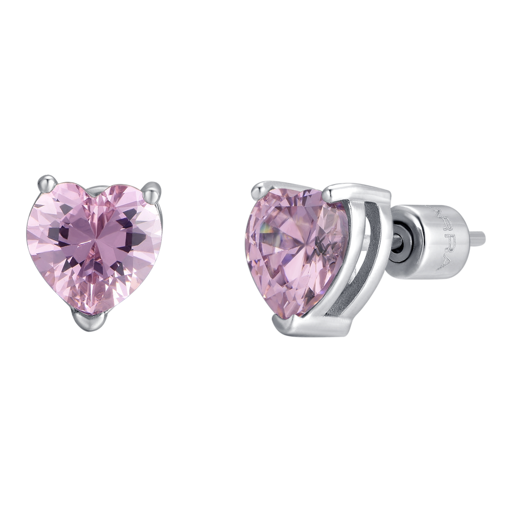 Orecchino a perno oro lucido con smaltatura centrale fuxia 15x12mm, una