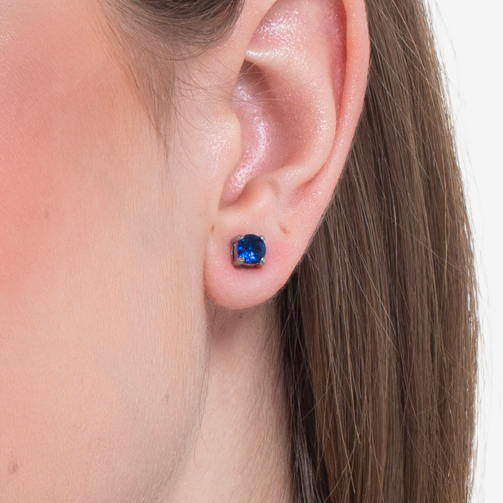 MONO ORECCHINO DONNA IN ACCIAIO CON ZIRCONE BLU