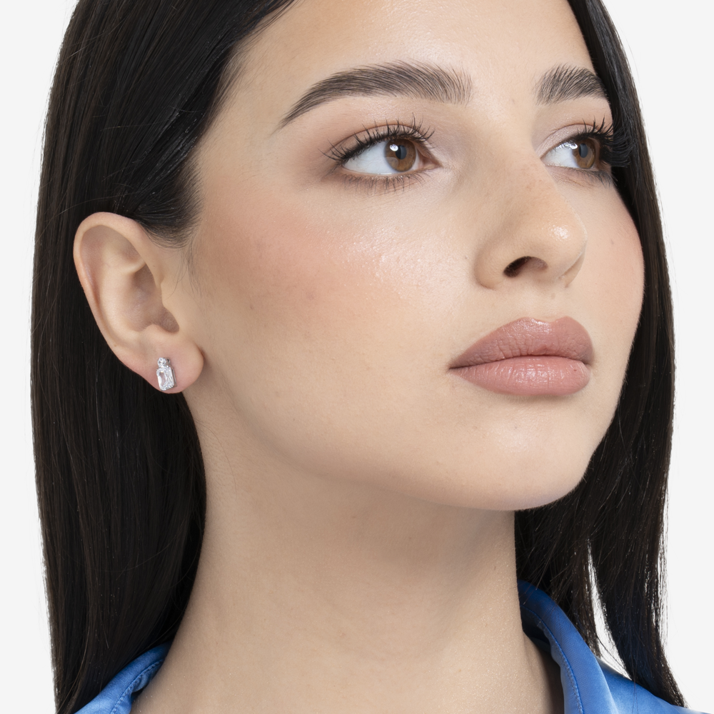 ORECCHINI DONNA IN ACCIAIO CON ZIRCONI BIANCHI