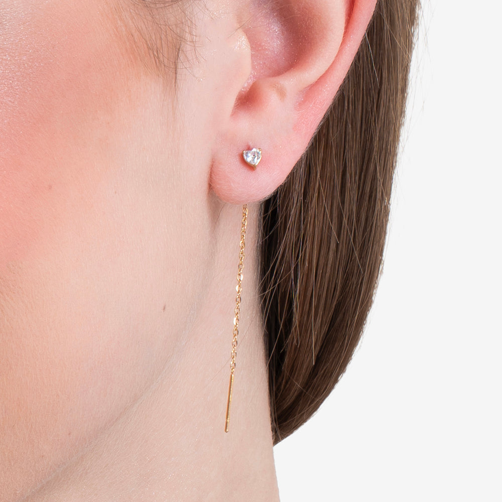 MONO ORECCHINO DONNA IN ACCIAIO IP GOLD CON CRISTALLO BIANCO