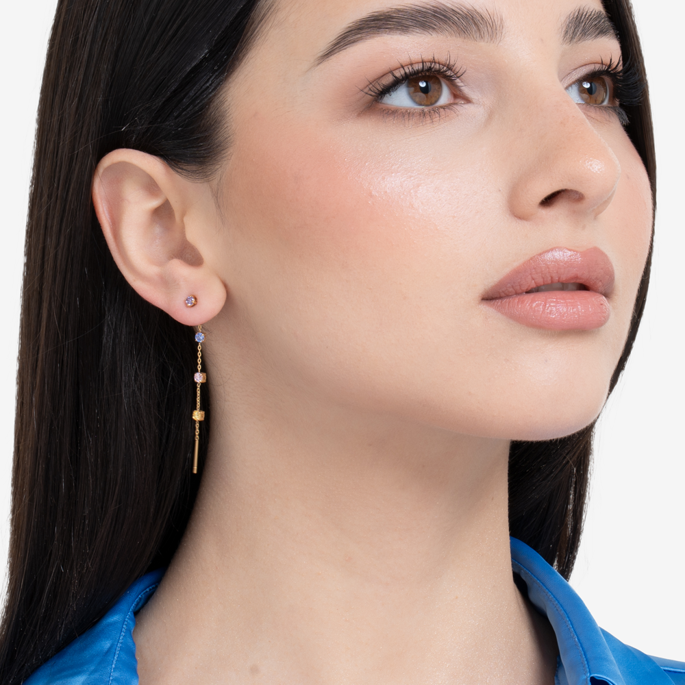 MONO ORECCHINO DONNA IN ACCIAIO IP GOLD CON CRISTALLI MULTICOLOR