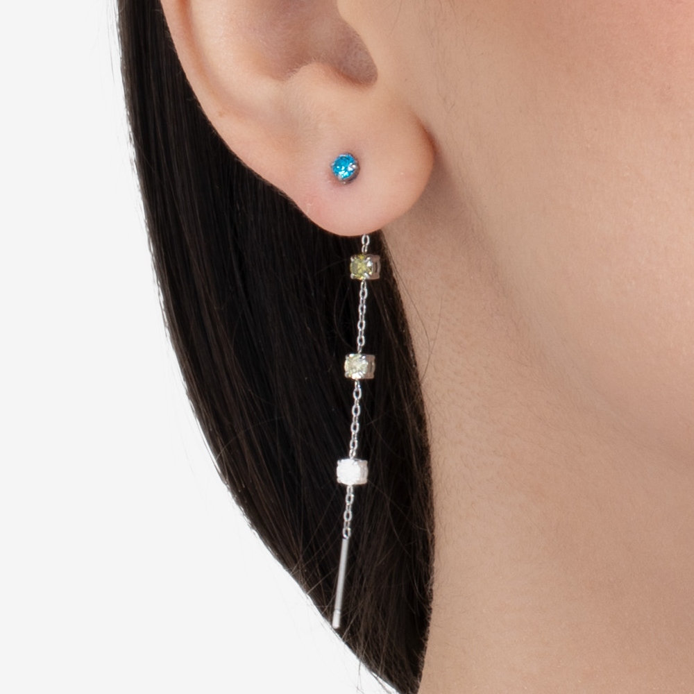 MONO ORECCHINO DONNA IN ACCIAIO CON CRISTALLI MULTICOLOR