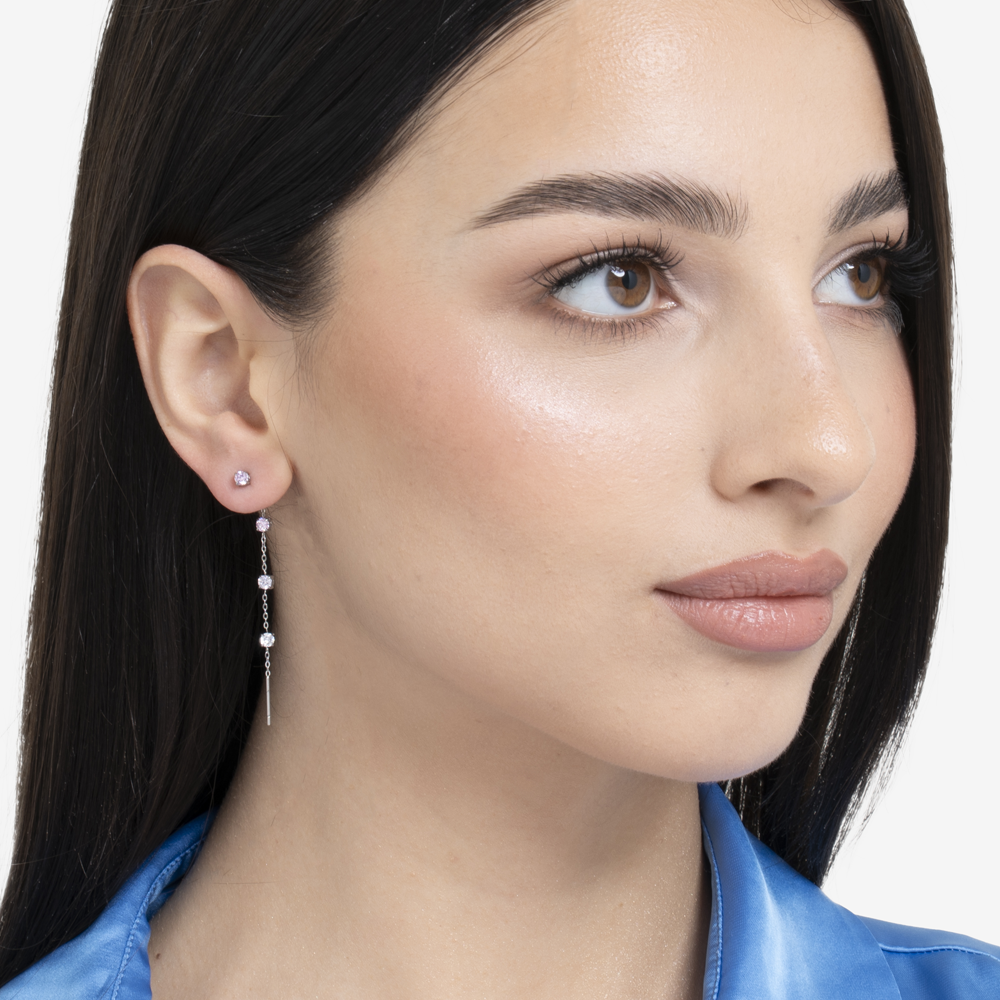 MONO ORECCHINO DONNA IN ACCIAIO CON CRISTALLI MULTICOLOR