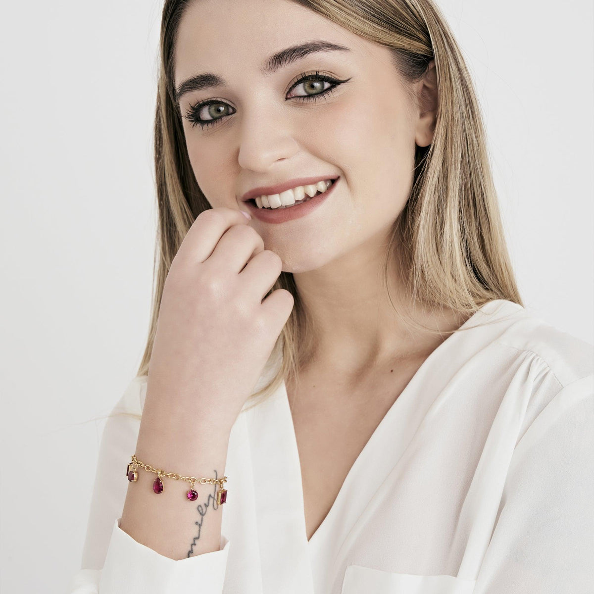 Ernstes Design Bracciale A590 Acciaio Inox Opaco Gekratzt Placcato Oro