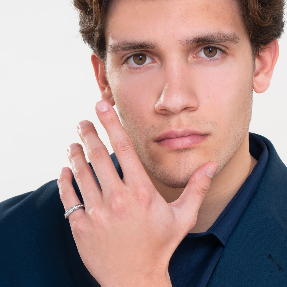 FEDINA DONNA E UOMO IN ACCIAIO CON CRISTALLI BIANCHI