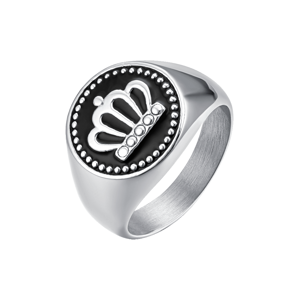 Anello Chevalier Ovale In Argento Con Smalto Nero | Anelli - Foto 2