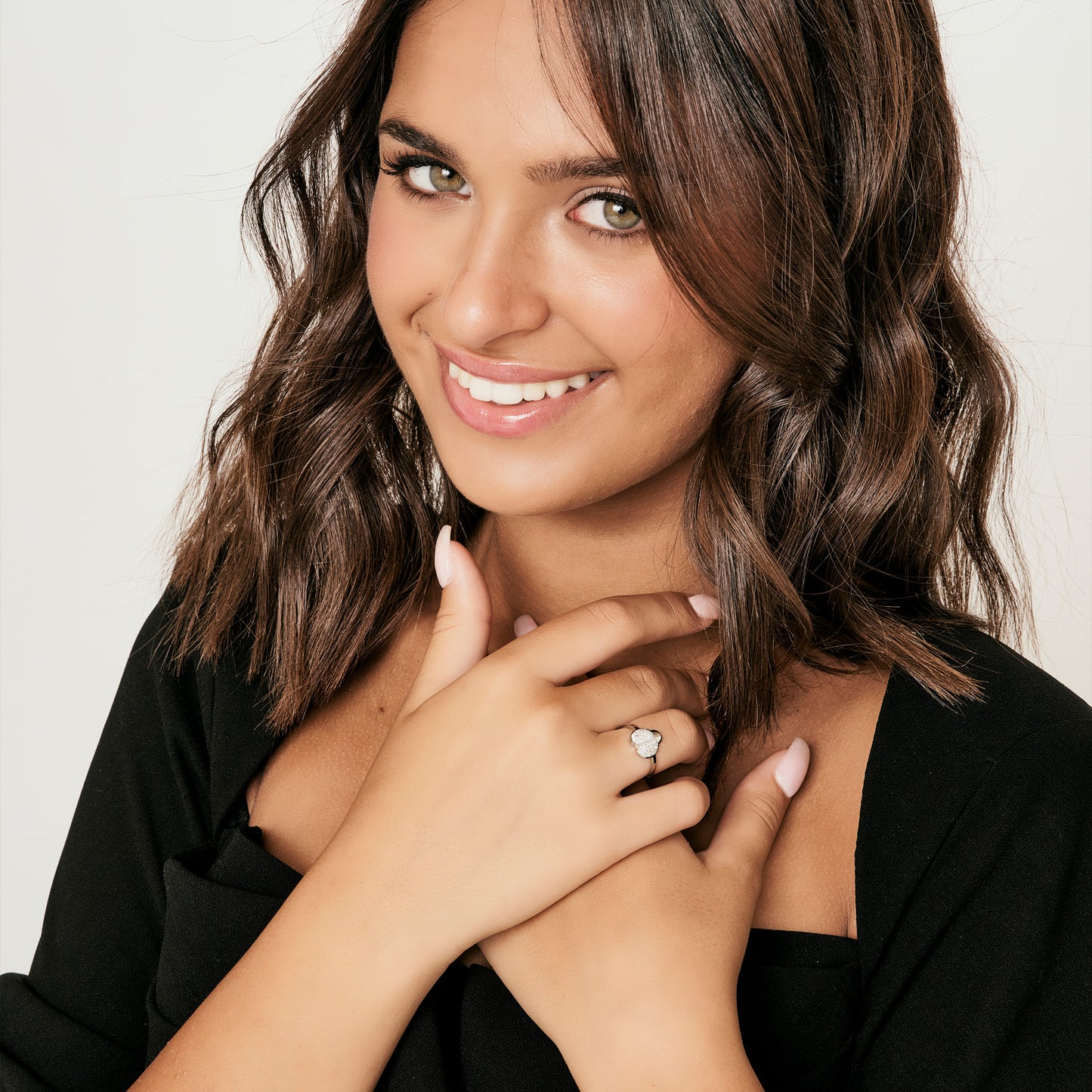 ANELLO DONNA IN ACCIAIO CON COCCINELLA E CRISTALLI BIANCHI MISURA: S