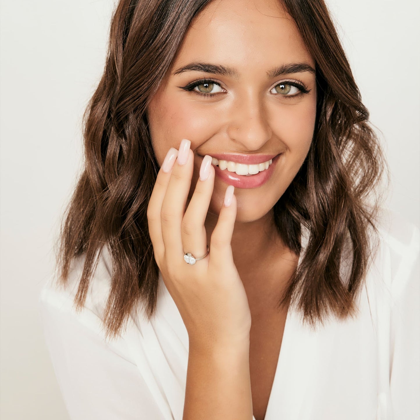 ANELLO DONNA IN ACCIAIO CON COCCINELLA E CRISTALLI BIANCHI MISURA: M