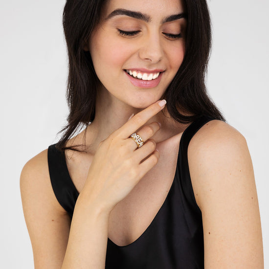ANELLO DONNA IN ACCIAIO DORATO DREAM CON CRISTALLI BIANCHI MISURA S