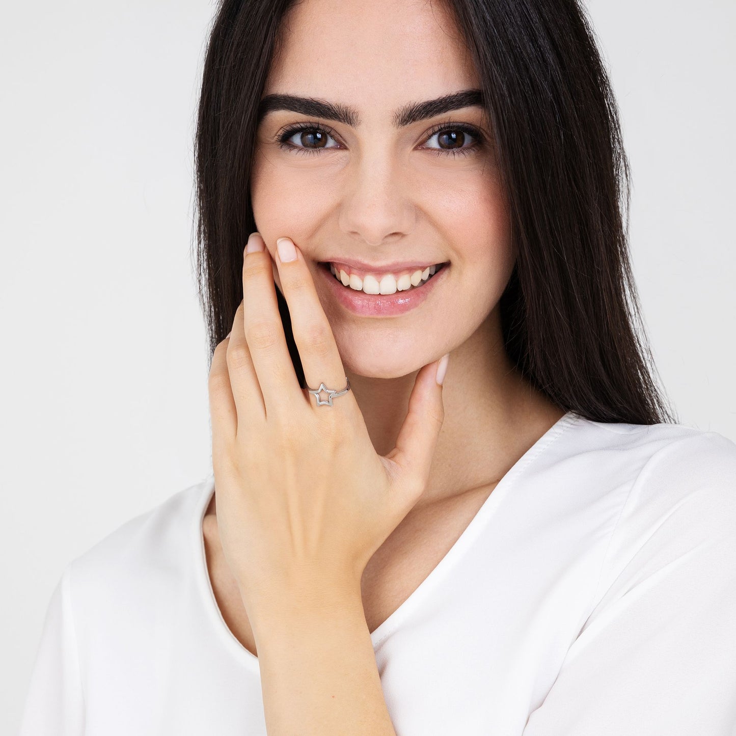 ANELLO DONNA IN ACCIAIO CON STELLA VUOTA