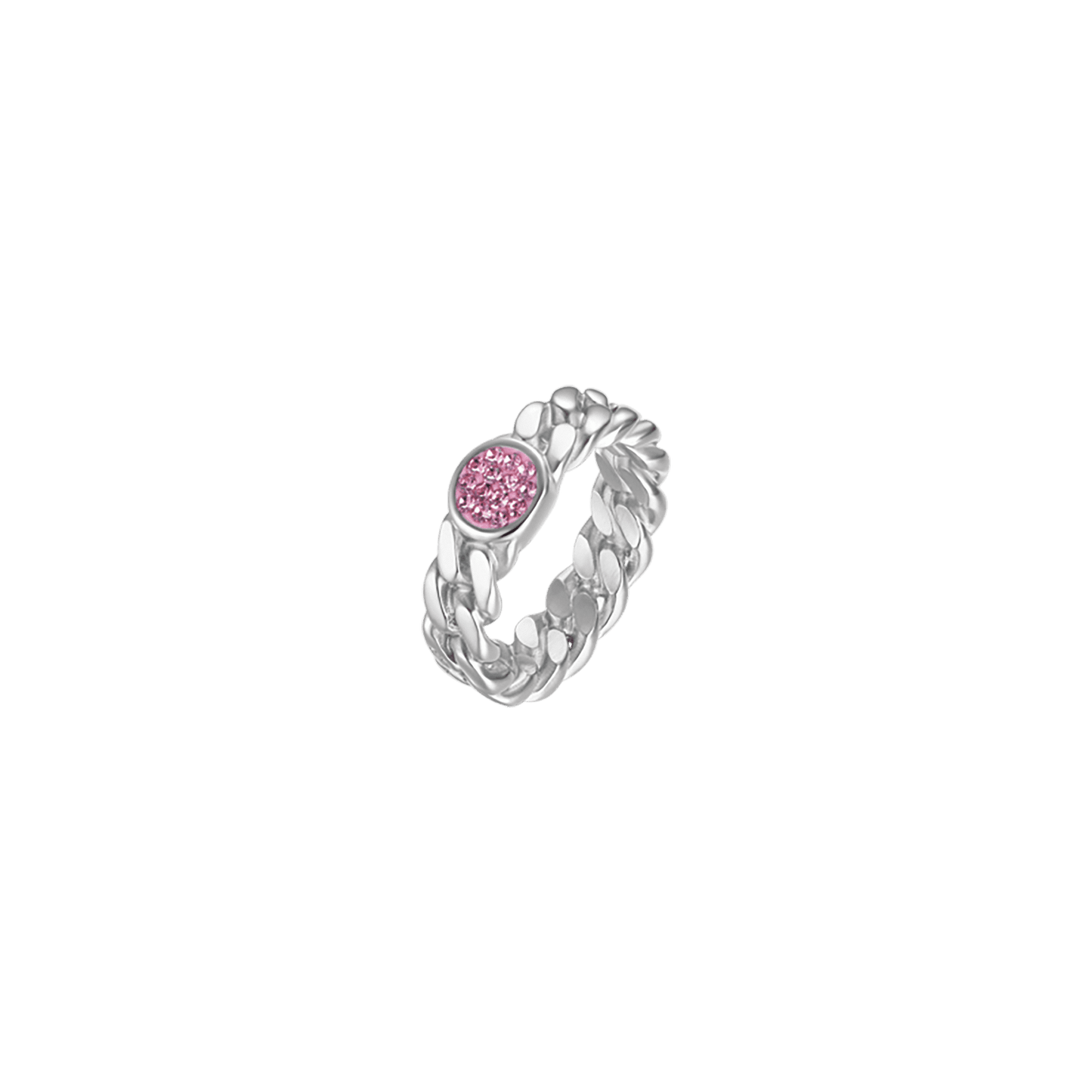 ANELLO DONNA IN ACCIAIO CON CRISTALLO ROSA Luca Barra