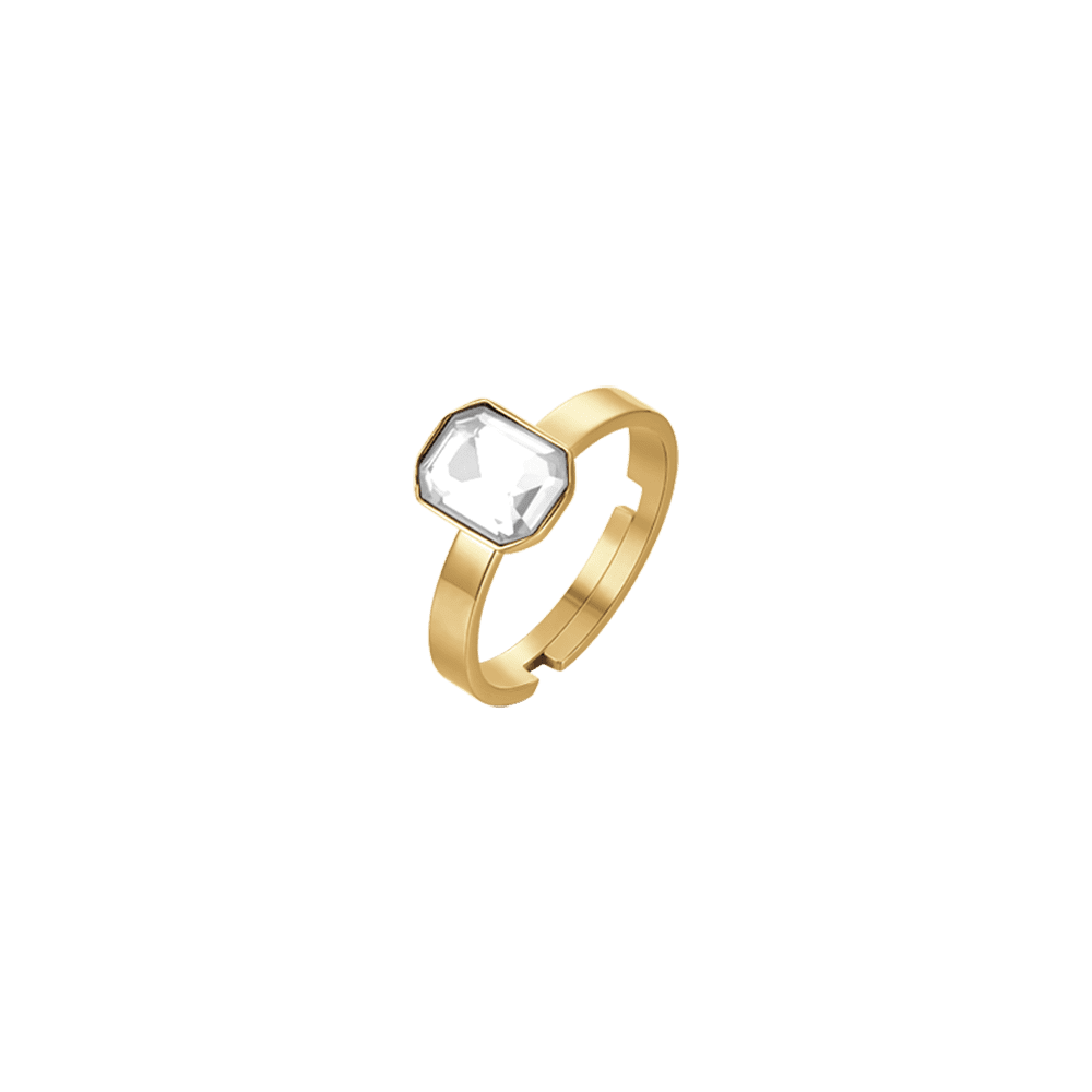 ANELLO DONNA IN ACCIAIO IP GOLD CON CRISTALLO BIANCO Luca Barra