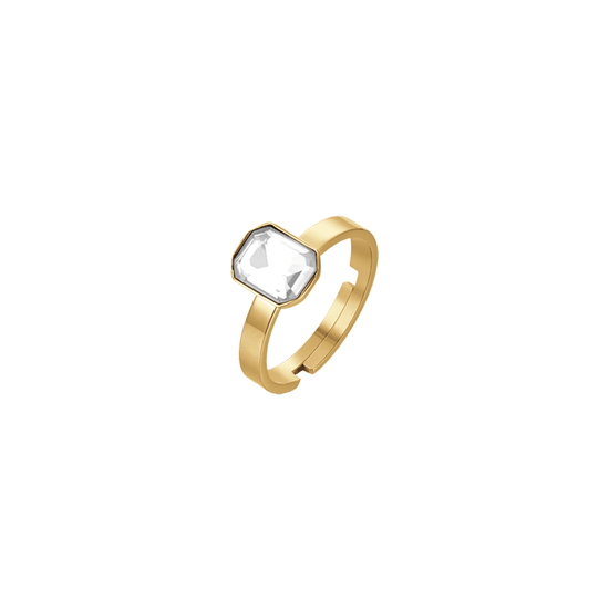 ANELLO DONNA IN ACCIAIO IP GOLD CON CRISTALLO BIANCO Luca Barra