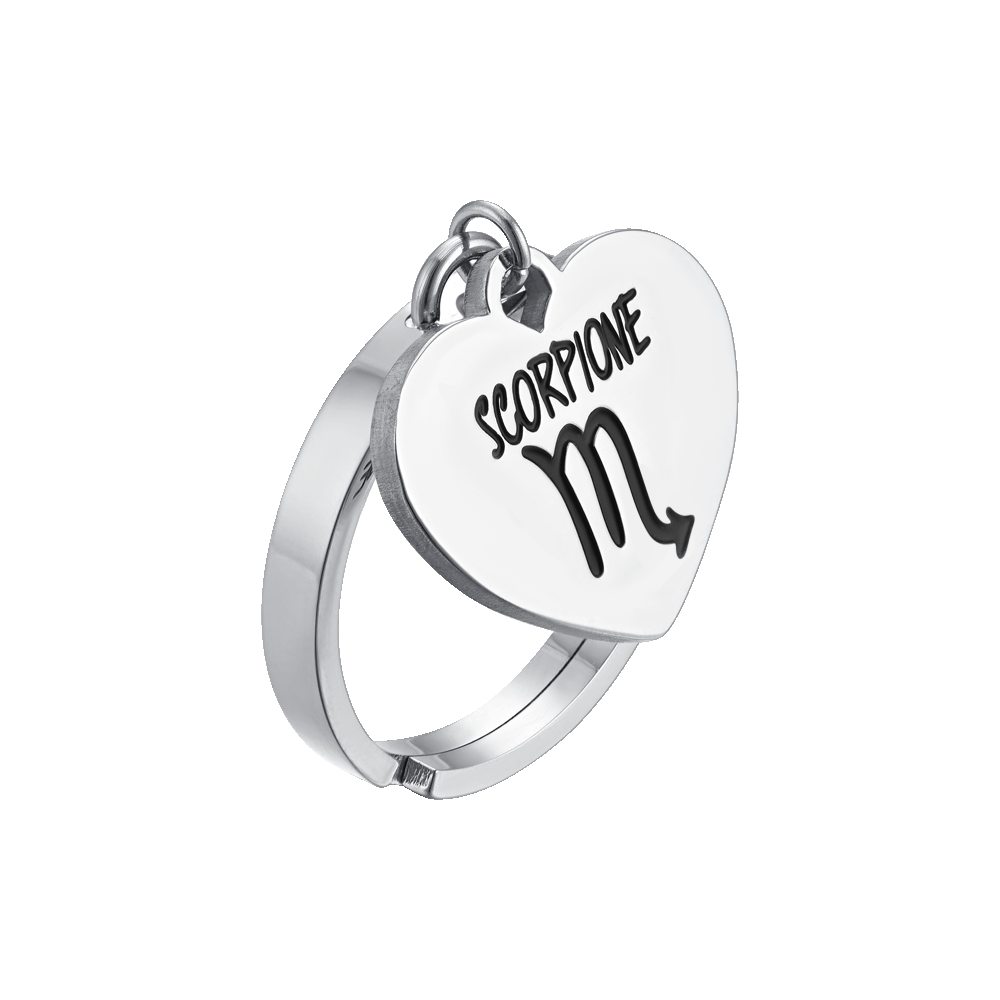 ANELLO DONNA IN ACCIAIO SEGNO ZODIACALE SCORPIONE CON CUORE