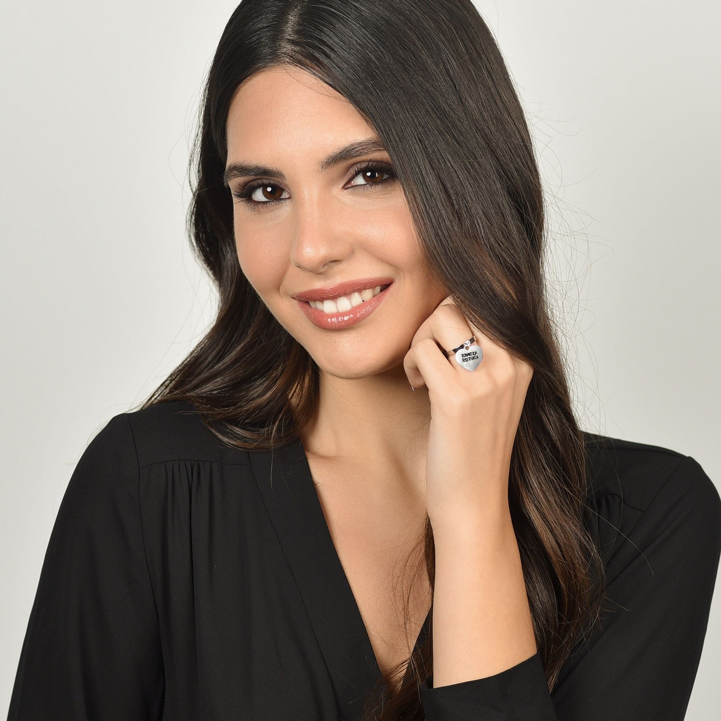 ANELLO DONNA IN ACCIAIO SEGNO ZODIACALE PESCI CON CUORE