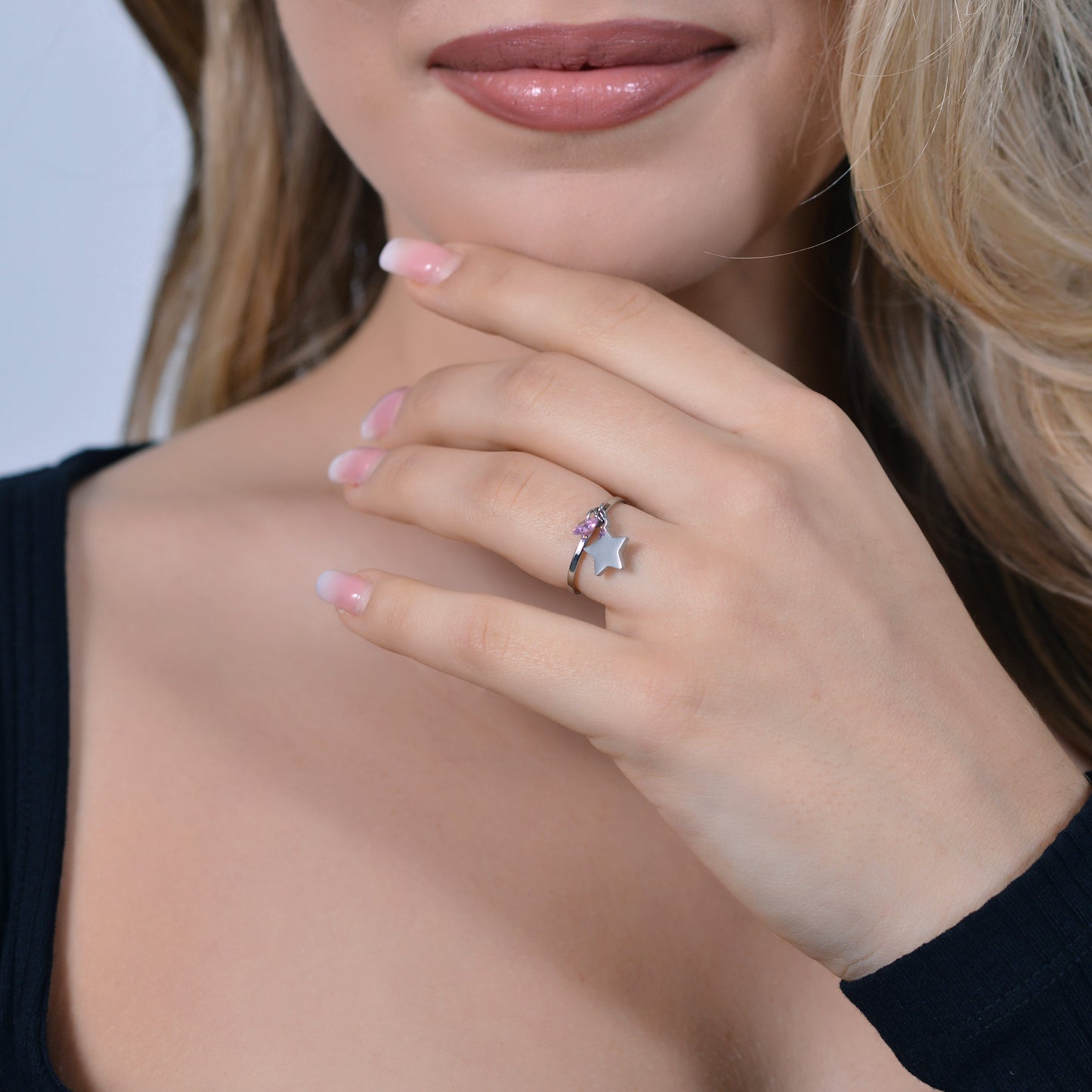 Anello da donna in acciaio inossidabile con zirconi modello Glow Étoile - 54 Anello da donna in acciaio inossidabile con zirconi modello Glow Étoile - 54