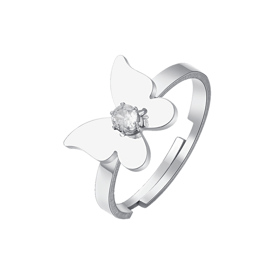 Anello Regolabile Farfalla Con Cristalli In Argento Sterling 925 Anello Regolabile Farfalla Con Cristalli In Argento Sterling 925