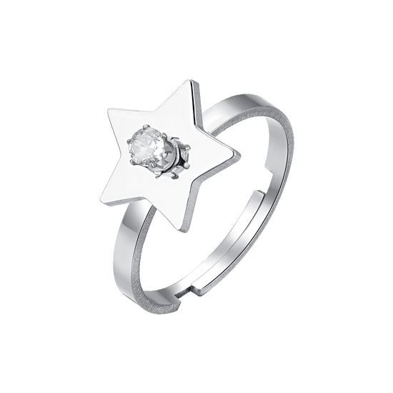 ANELLO DONNA IN ACCIAIO CON STELLA CON ZIRCONE BIANCO