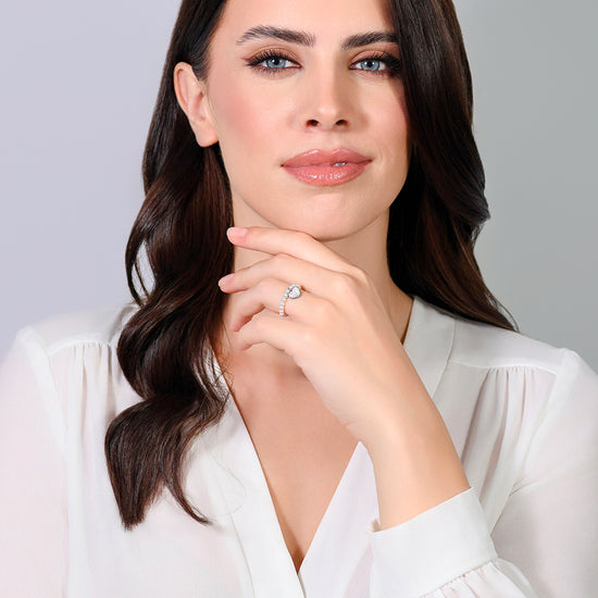 ANELLO DONNA IN ACCIAIO CON PERLE SINTETICHE E CUORE CON CRISTALLI BIANCHI