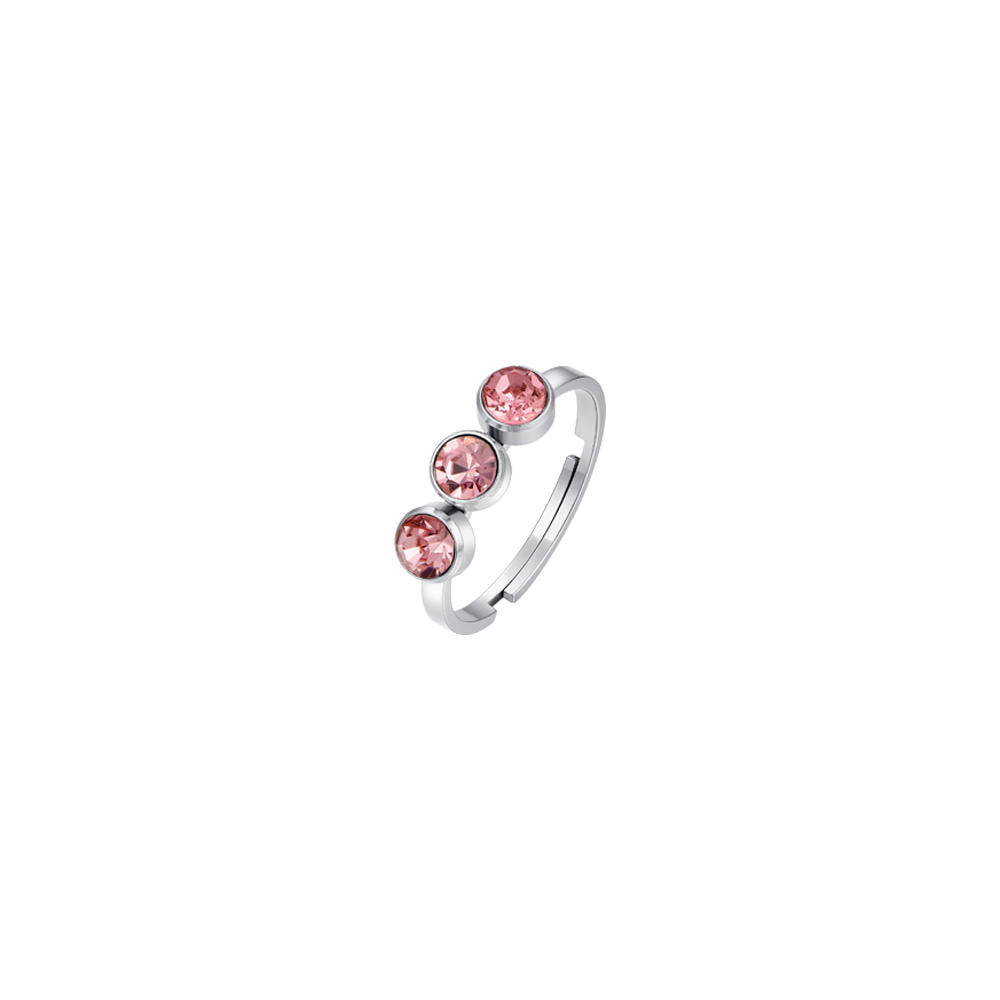 ANELLO DONNA IN ACCIAIO CON CRISTALLI ROSA