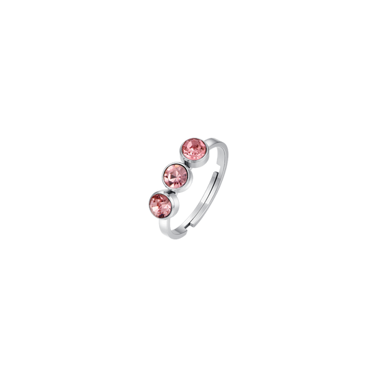 ANELLO DONNA IN ACCIAIO CON CRISTALLI ROSA