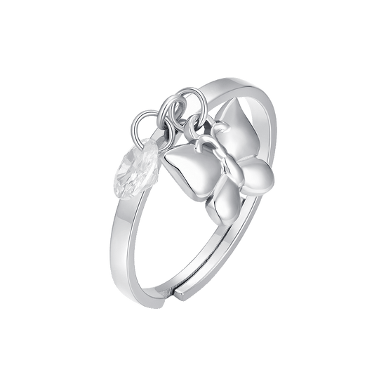 ANELLO DONNA IN ACCIAIO CON FARFALLA E ZIRCONE BIANCO