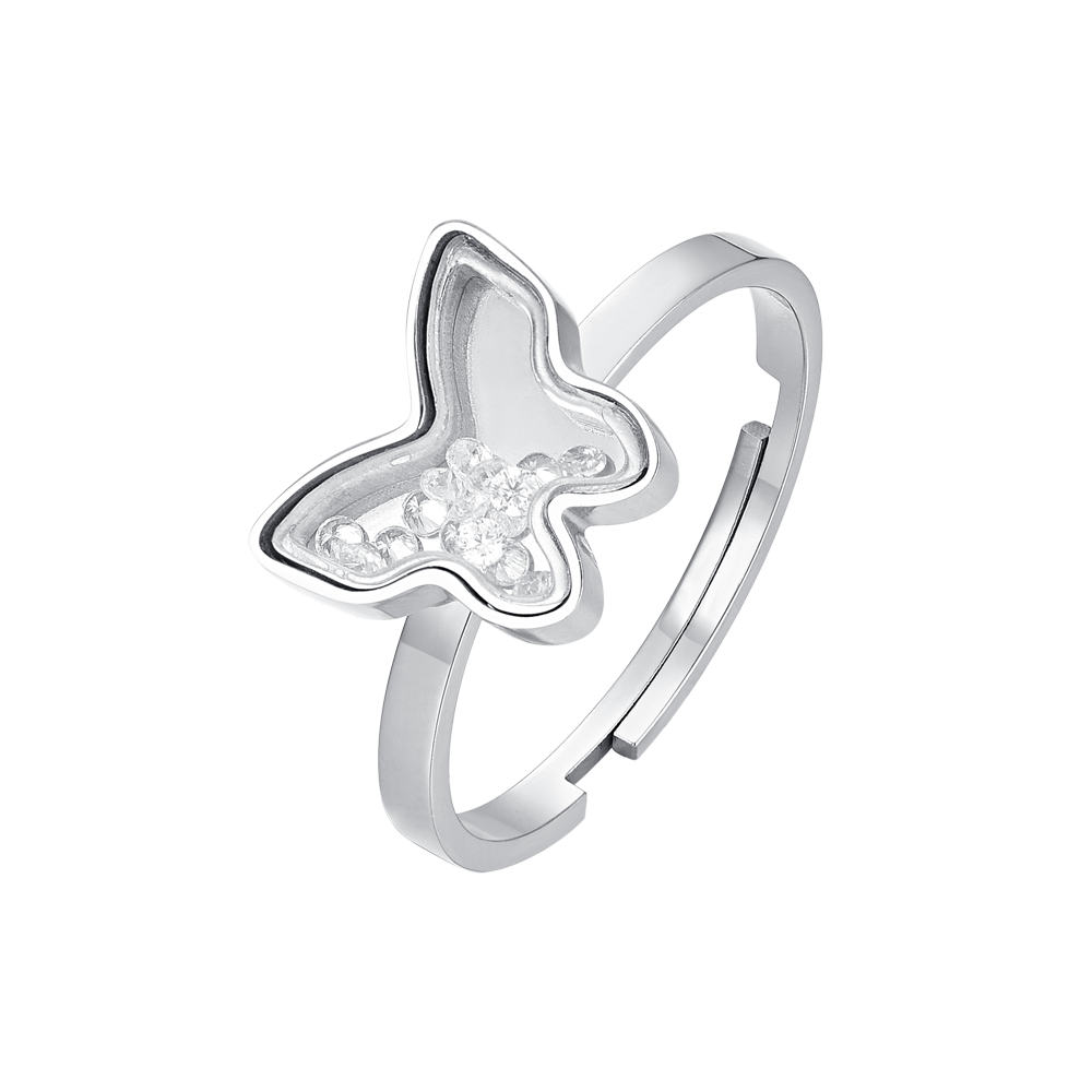 ANELLO DONNA IN ACCIAIO CON FARFALLA E ZIRCONI