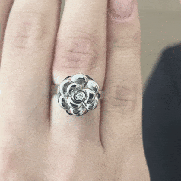 ANELLO DONNA IN ACCIAIO CON SOLE GIREVOLE CON CRISTALLI BIANCHI - Foto 3