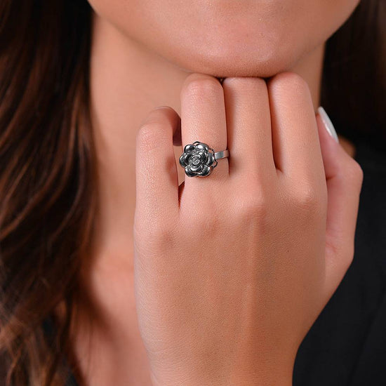 ANELLO DONNA IN ACCIAIO CON SOLE GIREVOLE CON CRISTALLI BIANCHI - Foto 6