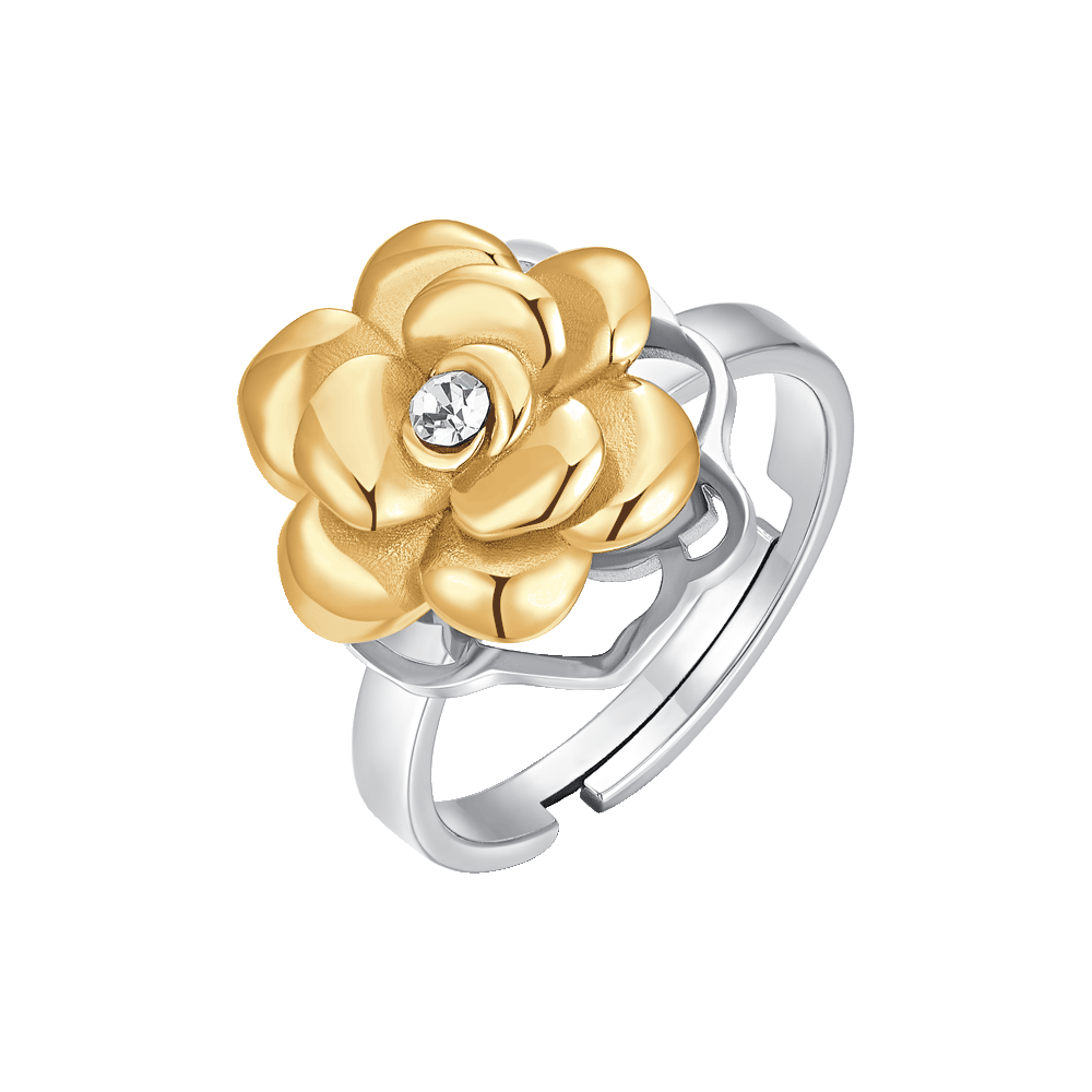 Anello Donna In Acciaio Inox Oro Con Design Aperto E Strutturato – Regolabile, Ipoallergenico, In Astuccio