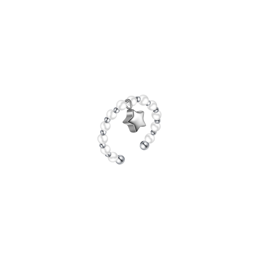 ANELLO DONNA IN ACCIAIO E PERLE SINTETICHE BIANCHE CON STELLA