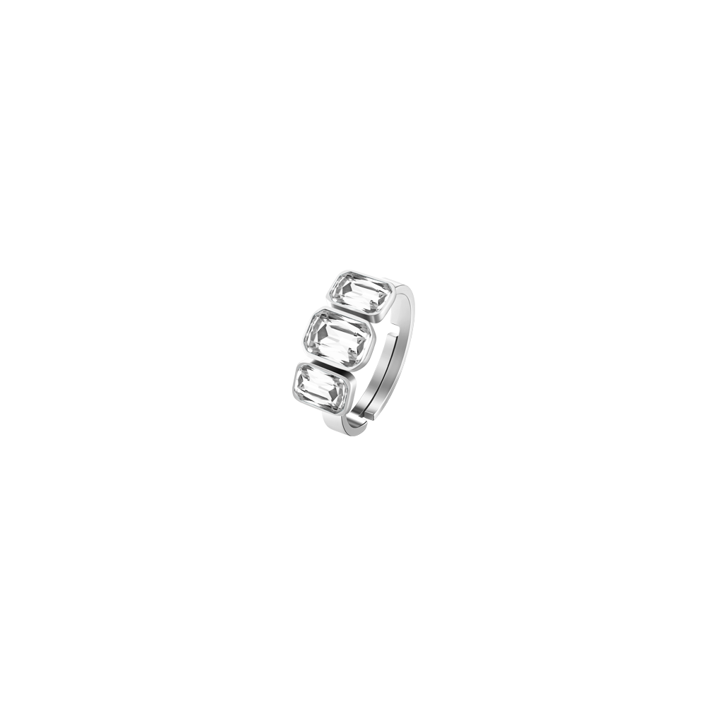 ANELLO DONNA IN ACCIAIO CON CRISTALLI BIANCHI