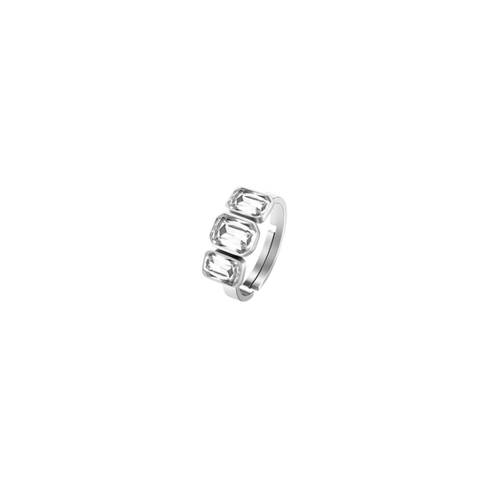 ANELLO DONNA IN ACCIAIO CON CRISTALLI BIANCHI