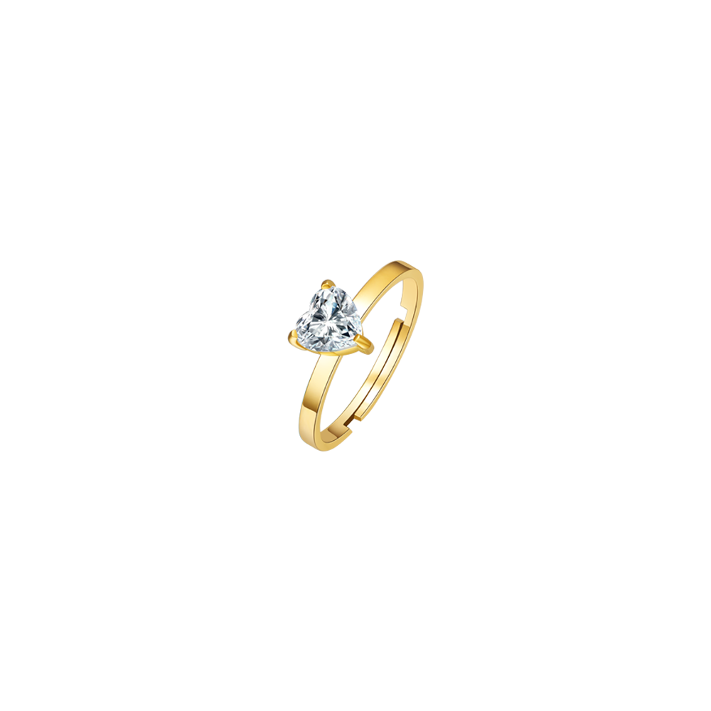 ANELLO DONNA IN ACCIAIO IP GOLD CON CUORE CRISTALLO BIANCO
