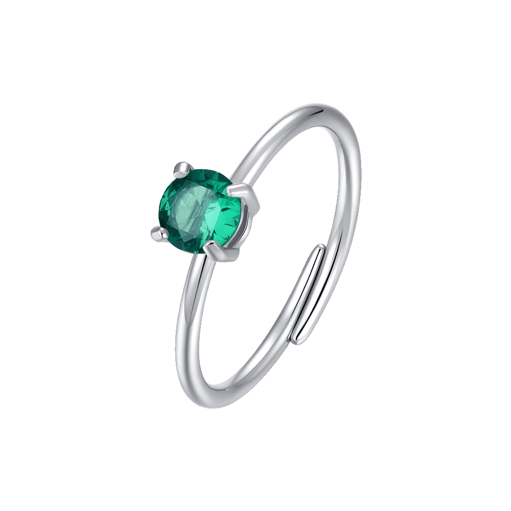 ANELLO DONNA IN ACCIAIO   ZIRCONE VERDE