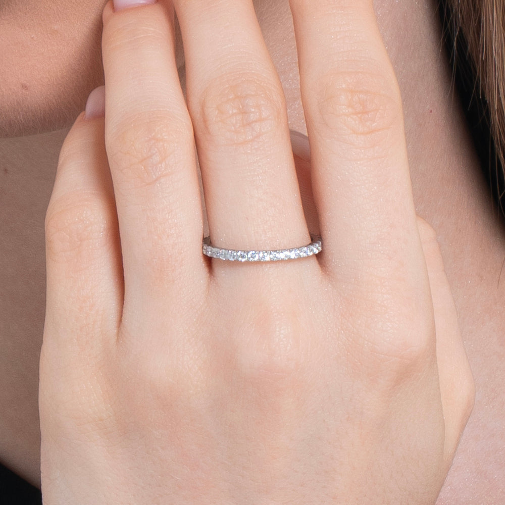 ANELLO DONNA IN ACCIAIO CON CRISTALLI BIANCHI