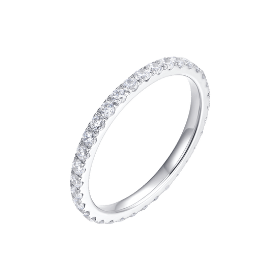 ANELLO DONNA IN ACCIAIO CON CRISTALLI BIANCHI