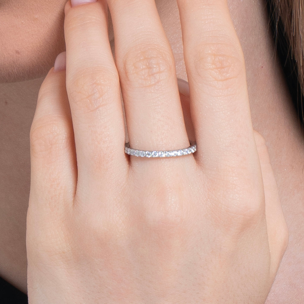 ANELLO DONNA IN ACCIAIO CON CRISTALLI BIANCHI