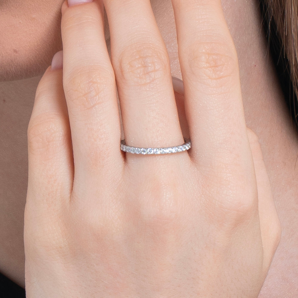 ANELLO DONNA IN ACCIAIO CON CRISTALLI BIANCHI
