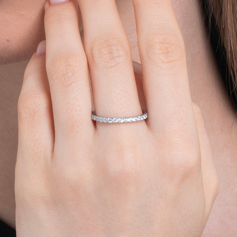 ANELLO DONNA IN ACCIAIO CON CRISTALLI BIANCHI
