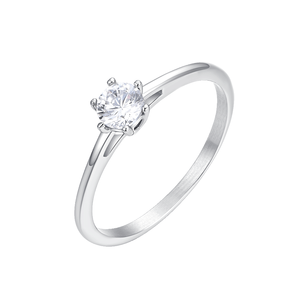 ANELLO DONNA IN ACCIAIO CON CRISTALLO BIANCO - TAGLIA 10