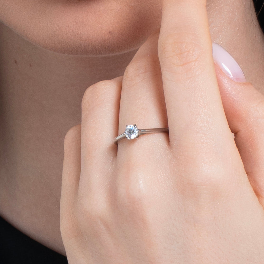 ANELLO DONNA IN ACCIAIO CON CRISTALLO BIANCO